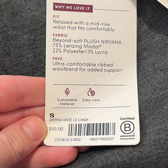 NWT Athleta Women Sierra Wide Leg Center Seam Mid Rise Pants Heather Gray Size S - Picture 6 of 9